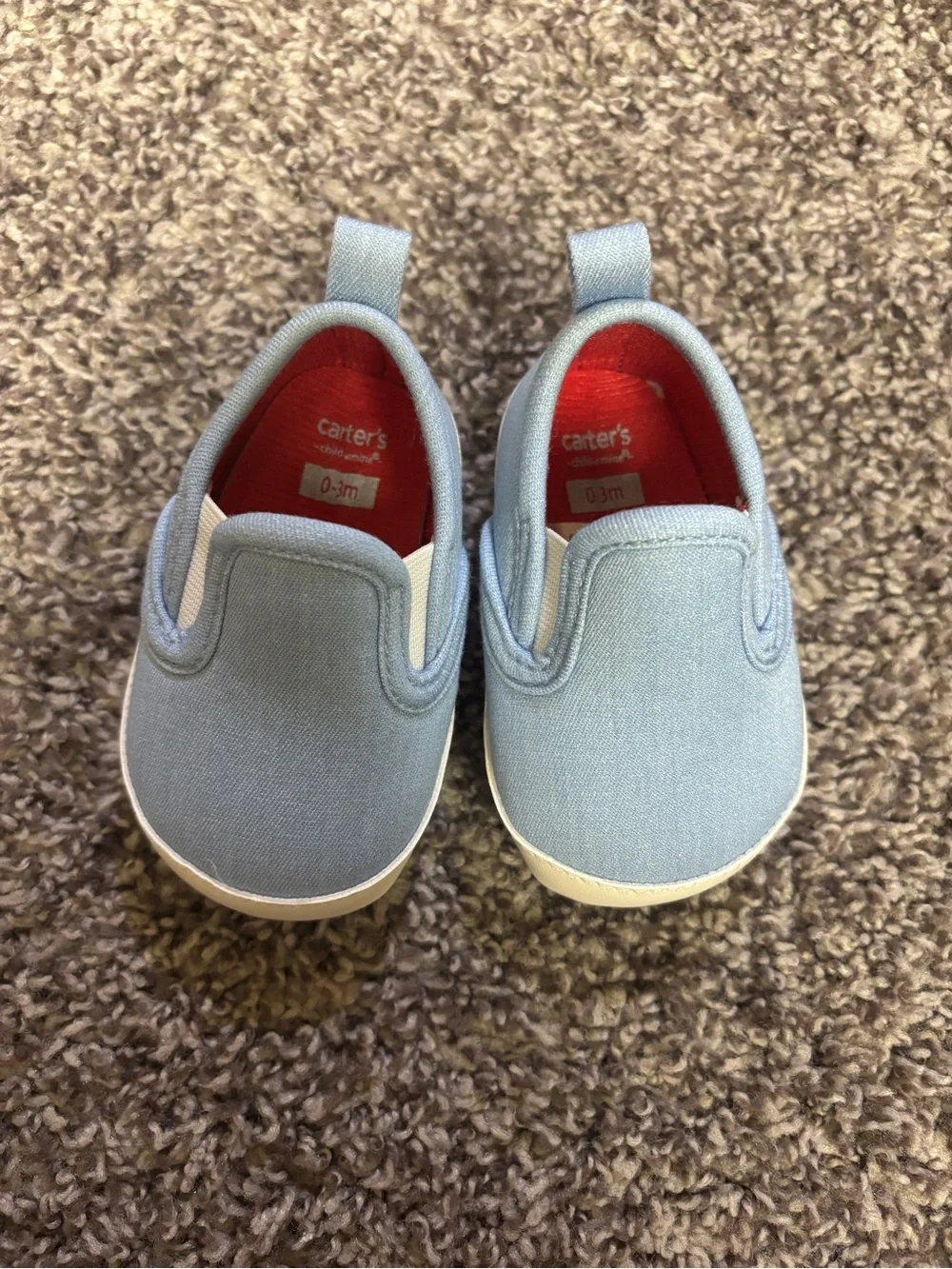 Carter's Baby Slip-On Shoes in Light Blue with Red Insole